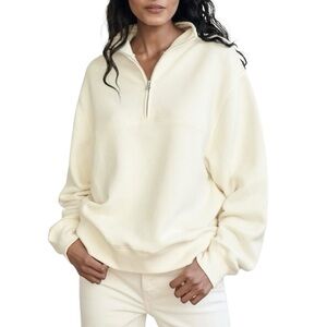 Jenni Kayne Half Zip Sweatshirt XL Soft White